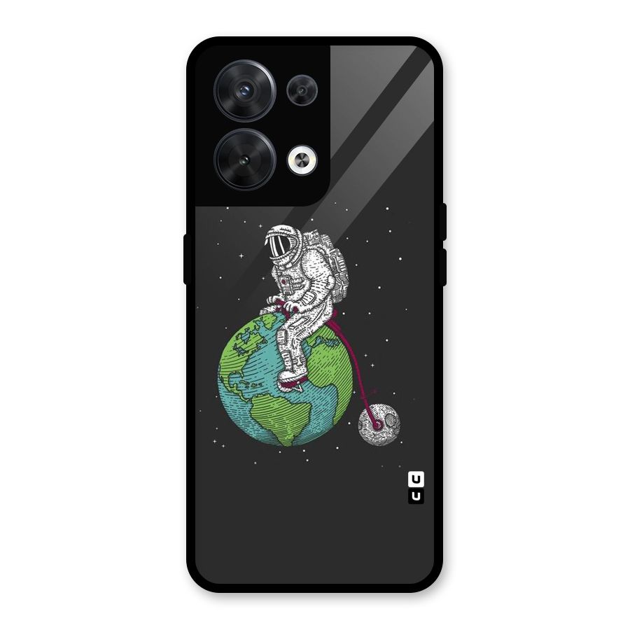 Earth Space Doodle Glass Back Case for Oppo Reno8 5G