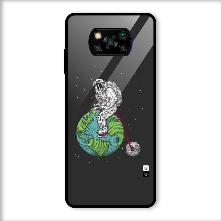 Earth Space Doodle Glass Back Case for Poco X3