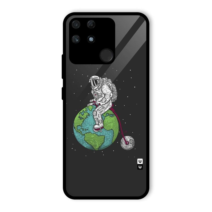Earth Space Doodle Glass Back Case for Realme Narzo 50A
