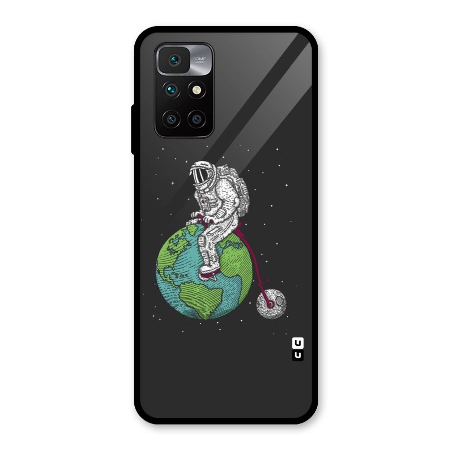 Earth Space Doodle Glass Back Case for Redmi 10 Prime