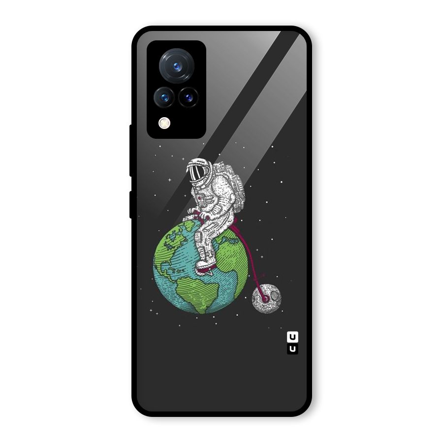 Earth Space Doodle Glass Back Case for Vivo V21 5G