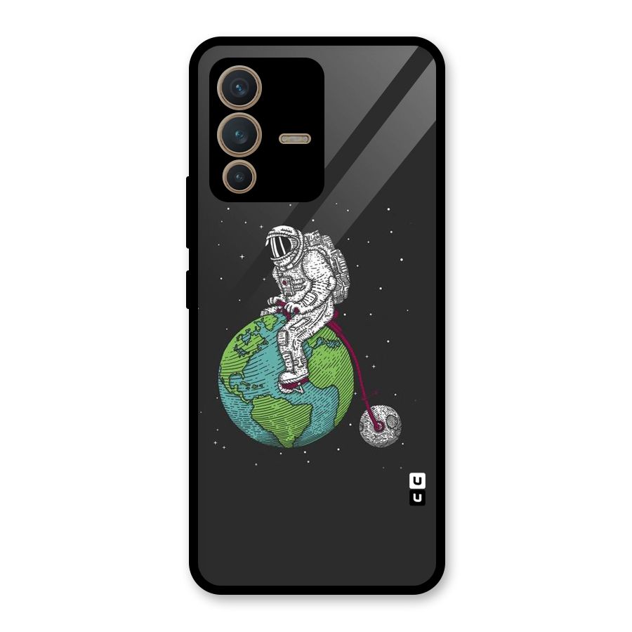 Earth Space Doodle Glass Back Case for Vivo V23 5G
