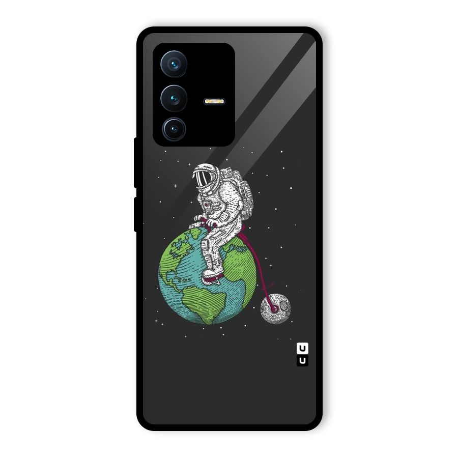 Earth Space Doodle Glass Back Case for Vivo V23 Pro