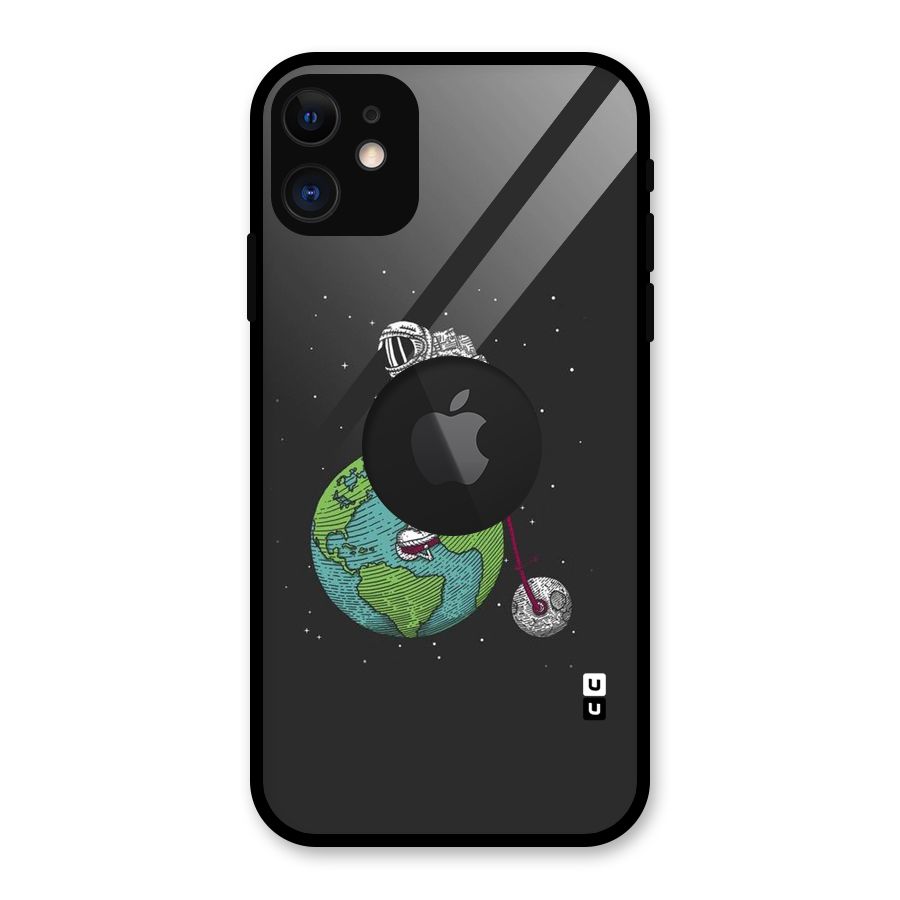 Earth Space Doodle Glass Back Case for iPhone 11 Logo Cut