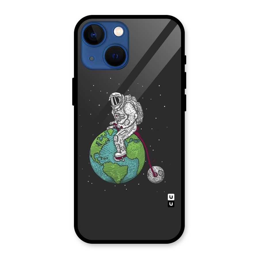 Earth Space Doodle Glass Back Case for iPhone 13 Mini