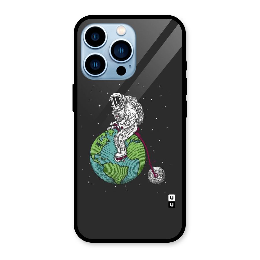 Earth Space Doodle Glass Back Case for iPhone 13 Pro