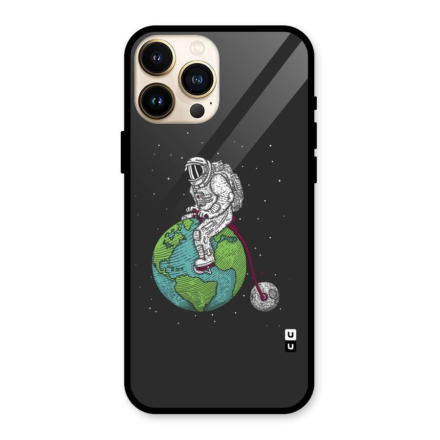 Earth Space Doodle Glass Back Case for iPhone 13 Pro Max