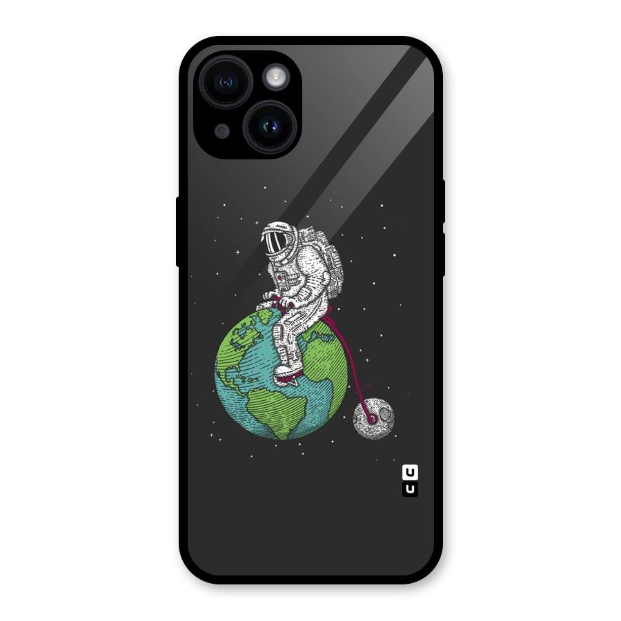 Earth Space Doodle Glass Back Case for iPhone 14