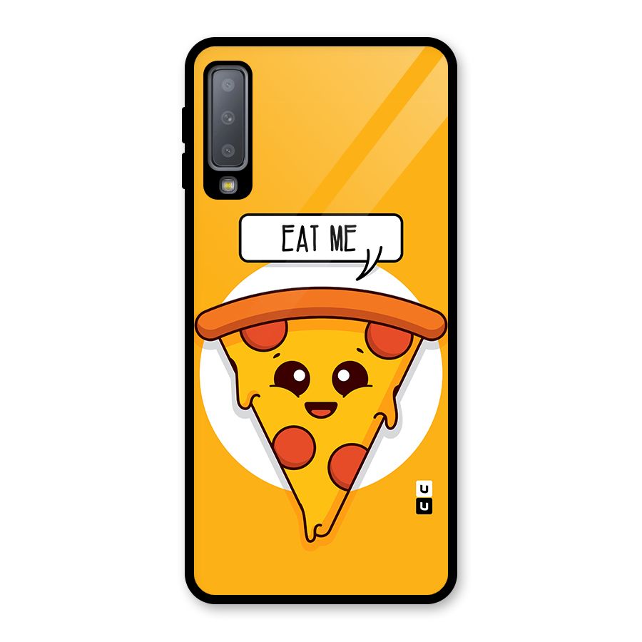 Eat Me Cute Pizza Slice Glass Back Case for Galaxy A7 (2018)
