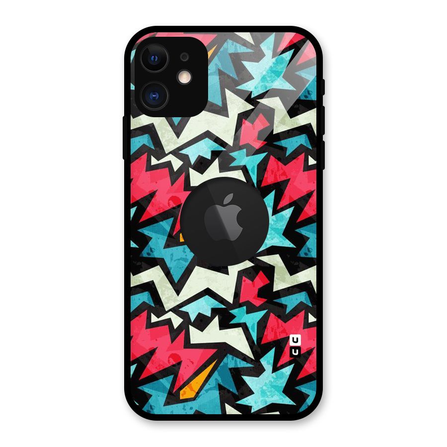 Electric Color Design Glass Back Case for iPhone 11 Logo Cut