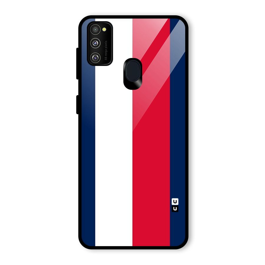 Electric Colors Stripe Glass Back Case for Galaxy M21