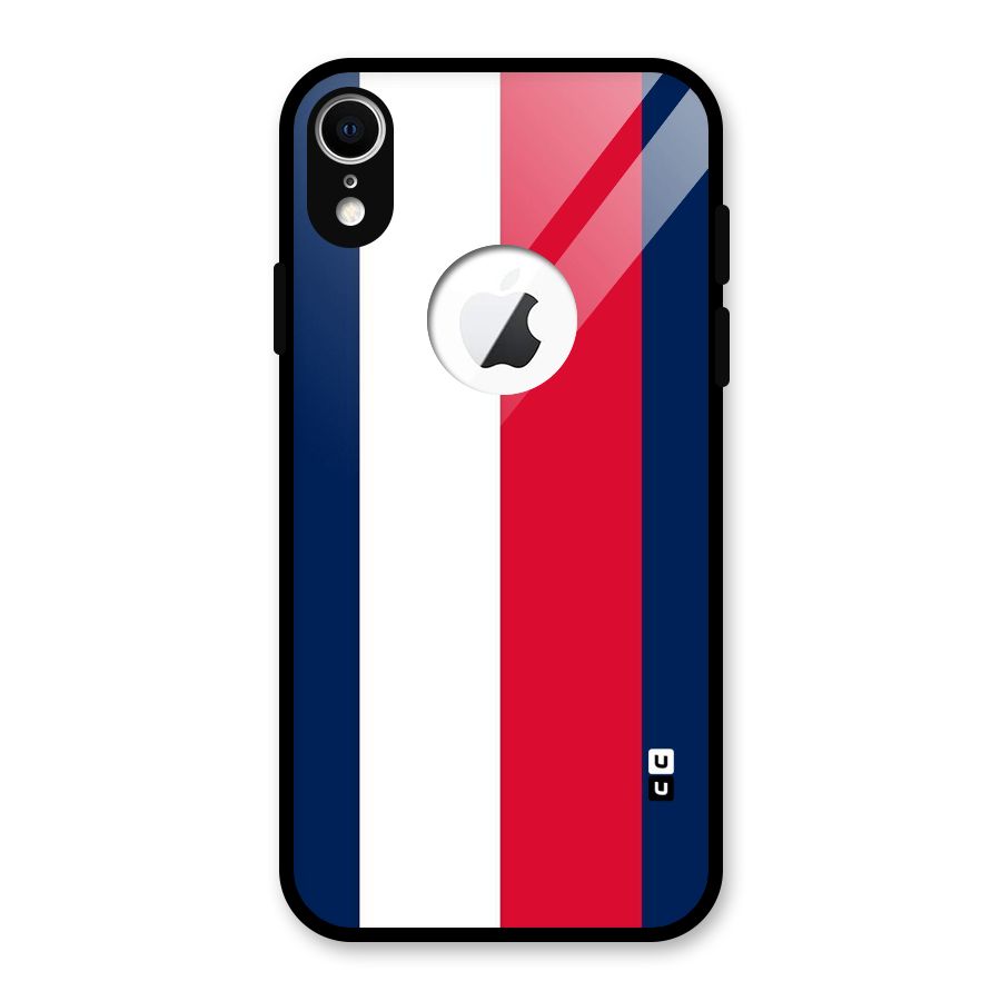 Electric Colors Stripe Glass Back Case for iPhone XR Logo Cut