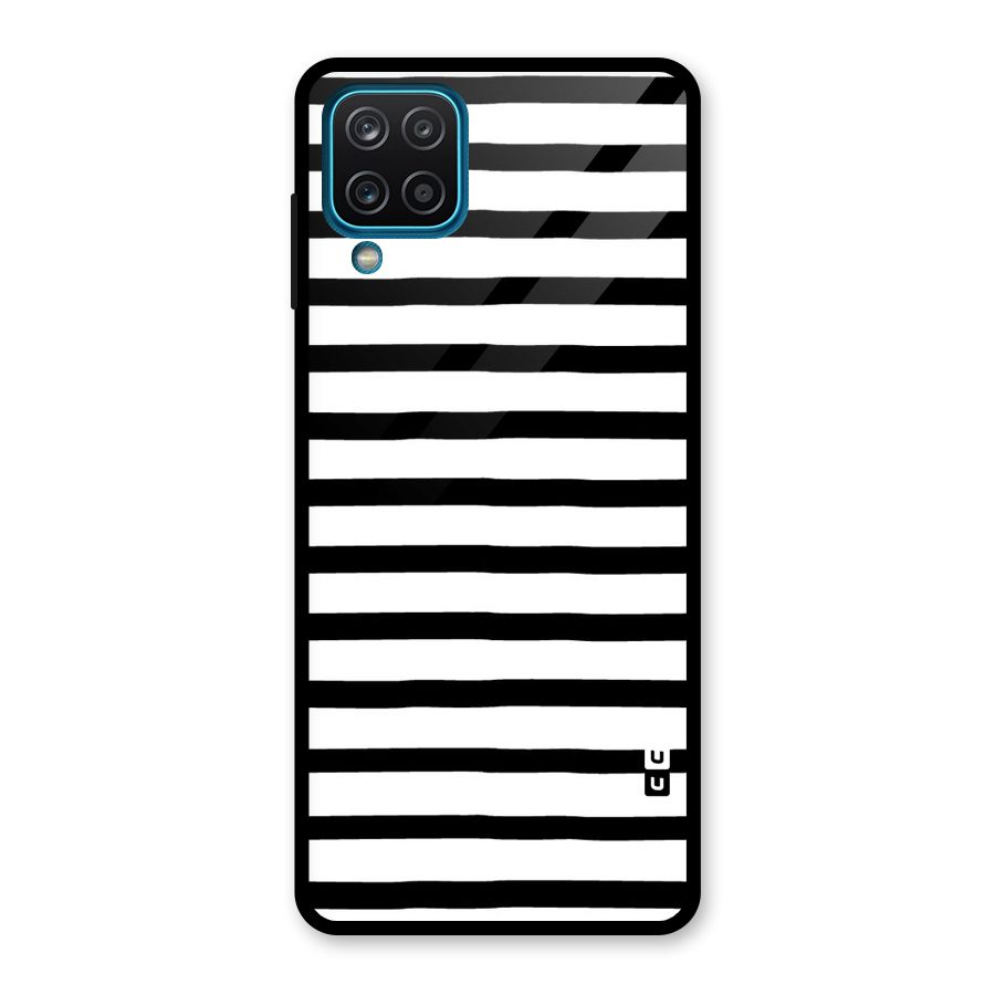 Elegant Basic Stripes Glass Back Case for Galaxy A12