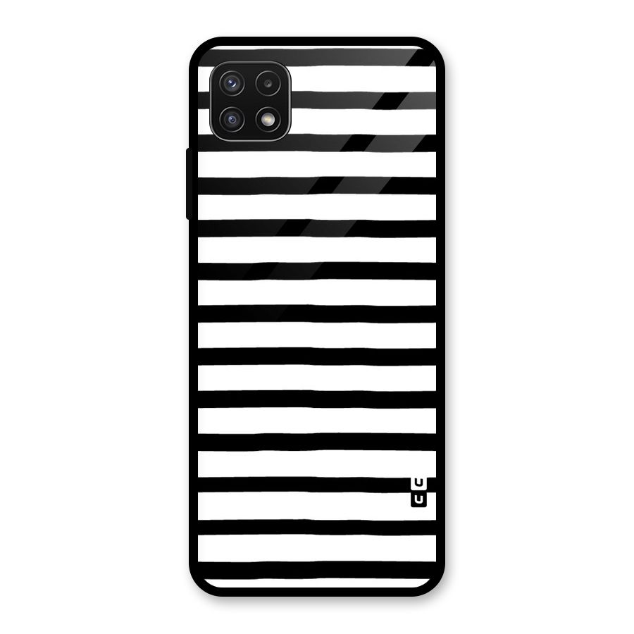 Elegant Basic Stripes Glass Back Case for Galaxy A22 5G