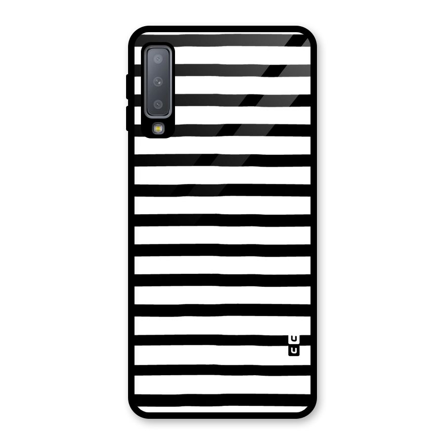 Elegant Basic Stripes Glass Back Case for Galaxy A7 (2018)