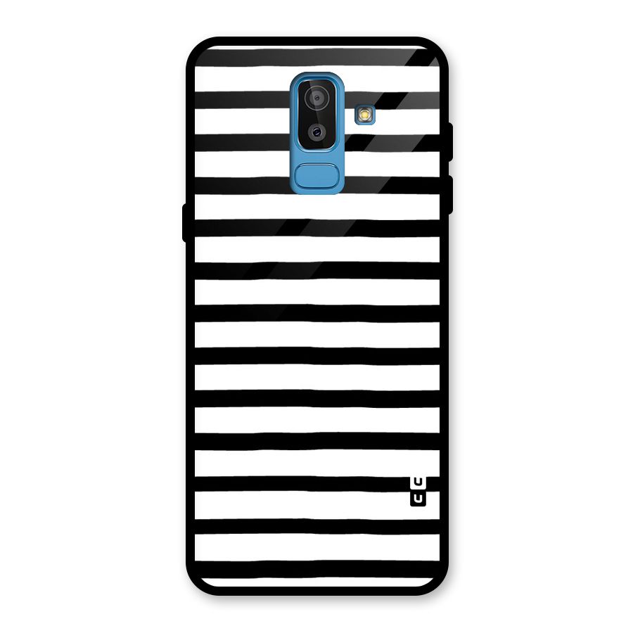 Elegant Basic Stripes Glass Back Case for Galaxy J8