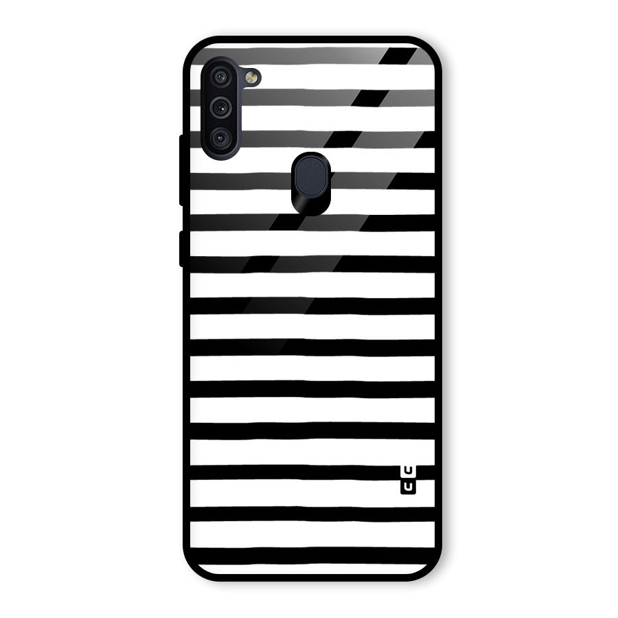Elegant Basic Stripes Glass Back Case for Galaxy M11