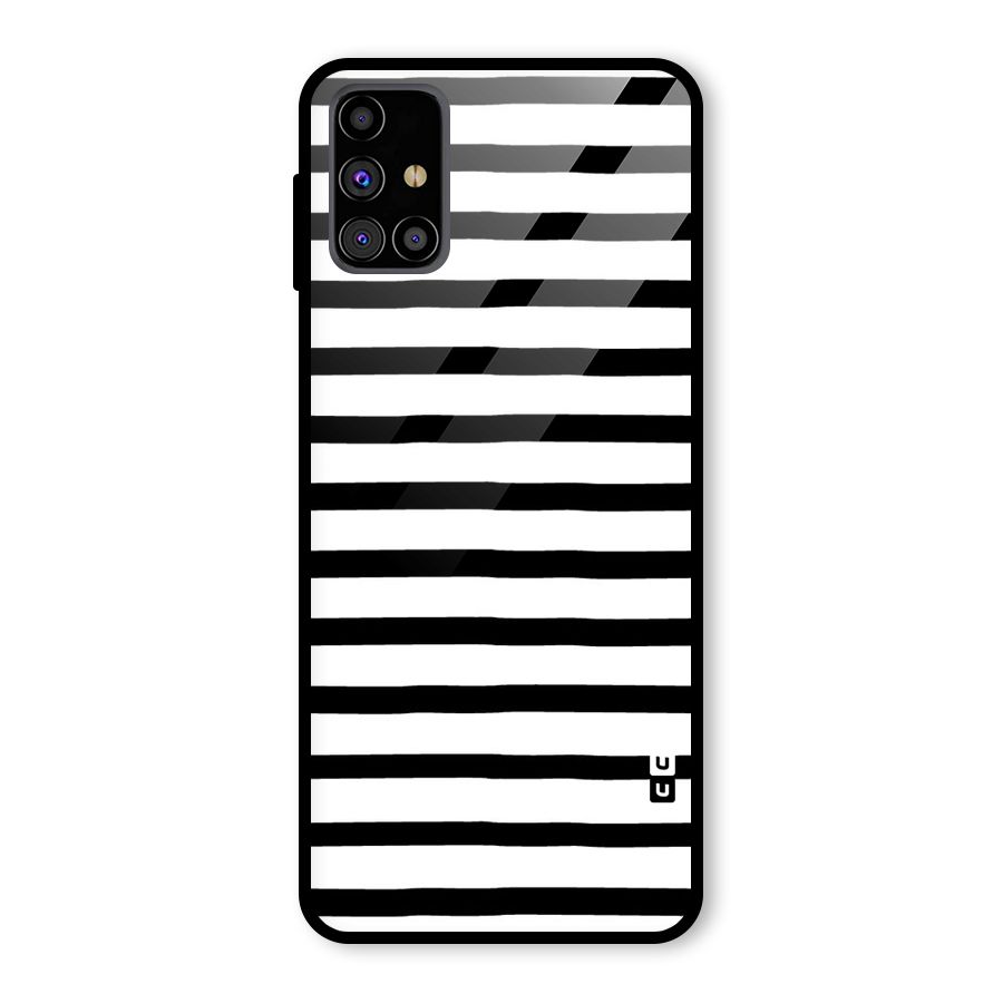 Elegant Basic Stripes Glass Back Case for Galaxy M31s