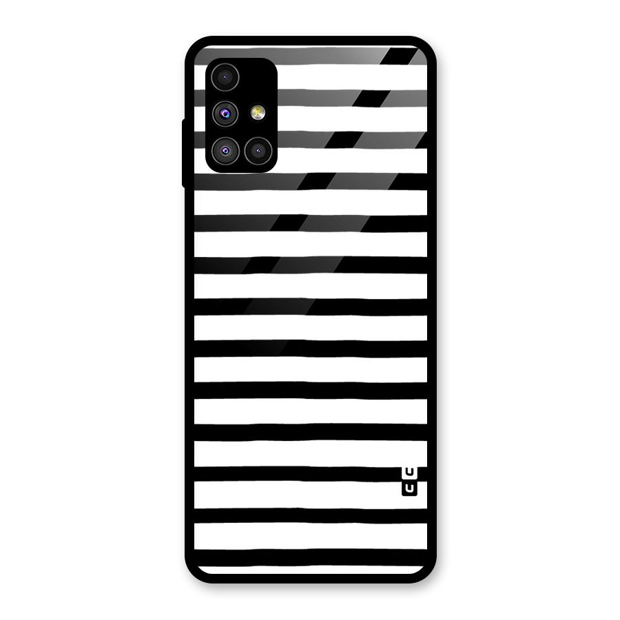 Elegant Basic Stripes Glass Back Case for Galaxy M51