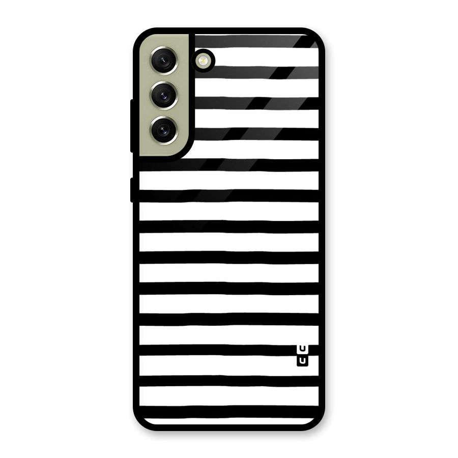 Elegant Basic Stripes Glass Back Case for Galaxy S21 FE 5G