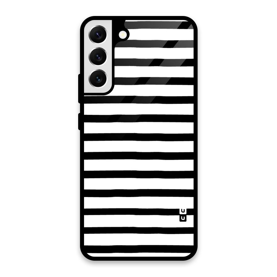 Elegant Basic Stripes Glass Back Case for Galaxy S22 Plus 5G
