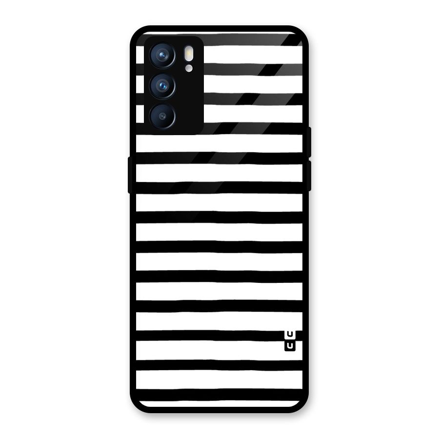 Elegant Basic Stripes Glass Back Case for Oppo Reno6 5G