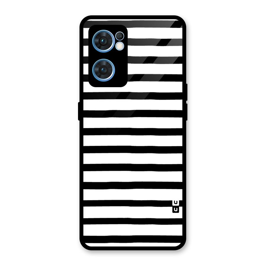 Elegant Basic Stripes Glass Back Case for Oppo Reno7 5G
