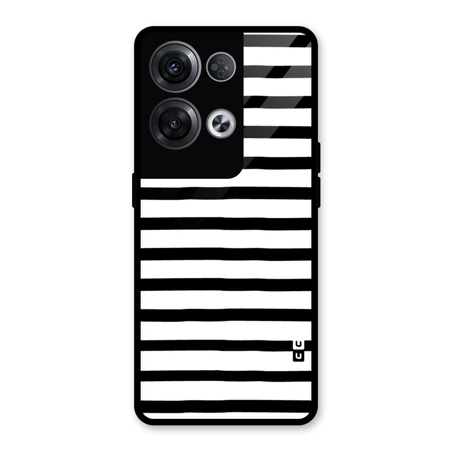 Elegant Basic Stripes Glass Back Case for Oppo Reno8 Pro 5G