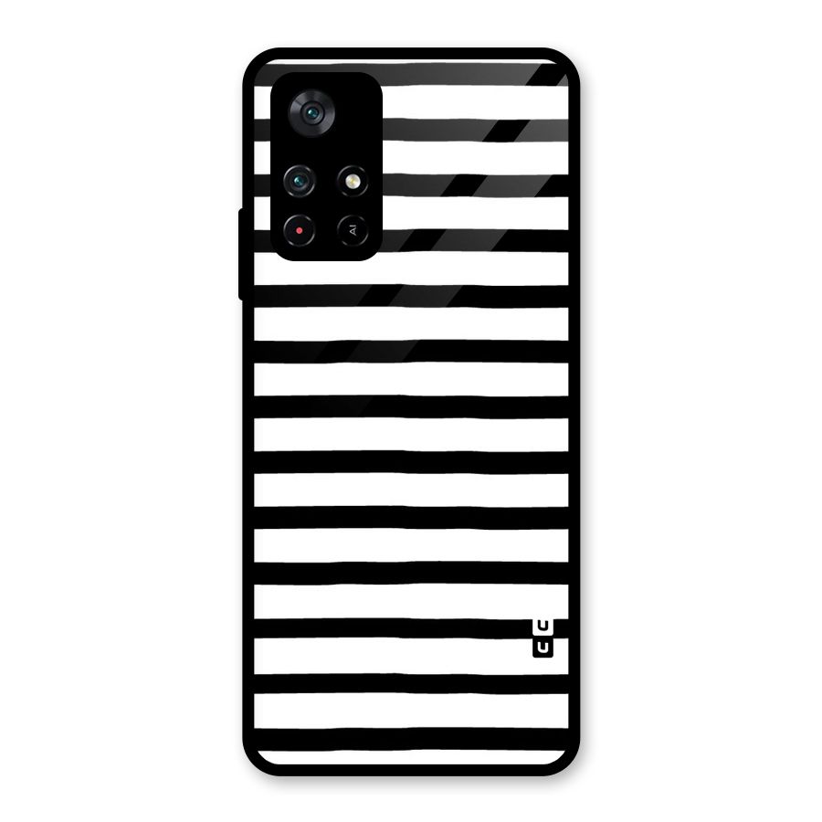 Elegant Basic Stripes Glass Back Case for Poco M4 Pro 5G