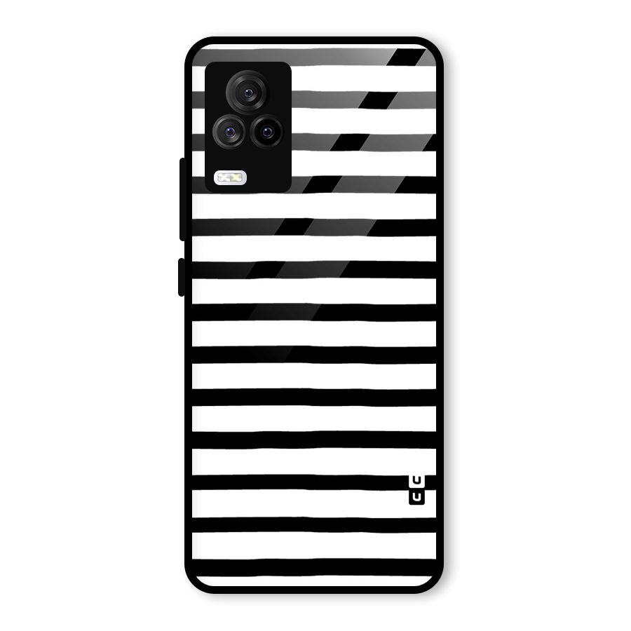 Elegant Basic Stripes Glass Back Case for Vivo iQOO 7 Legend 5G