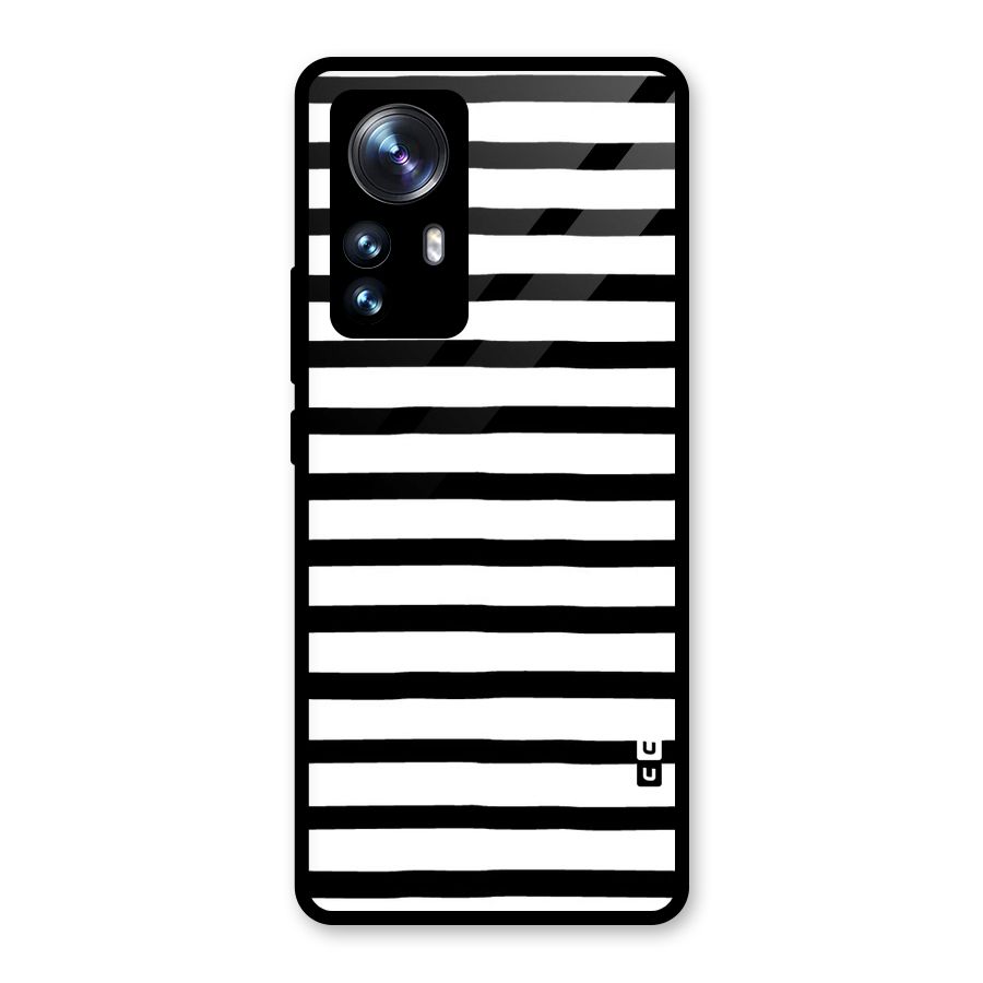 Elegant Basic Stripes Glass Back Case for Xiaomi 12 Pro