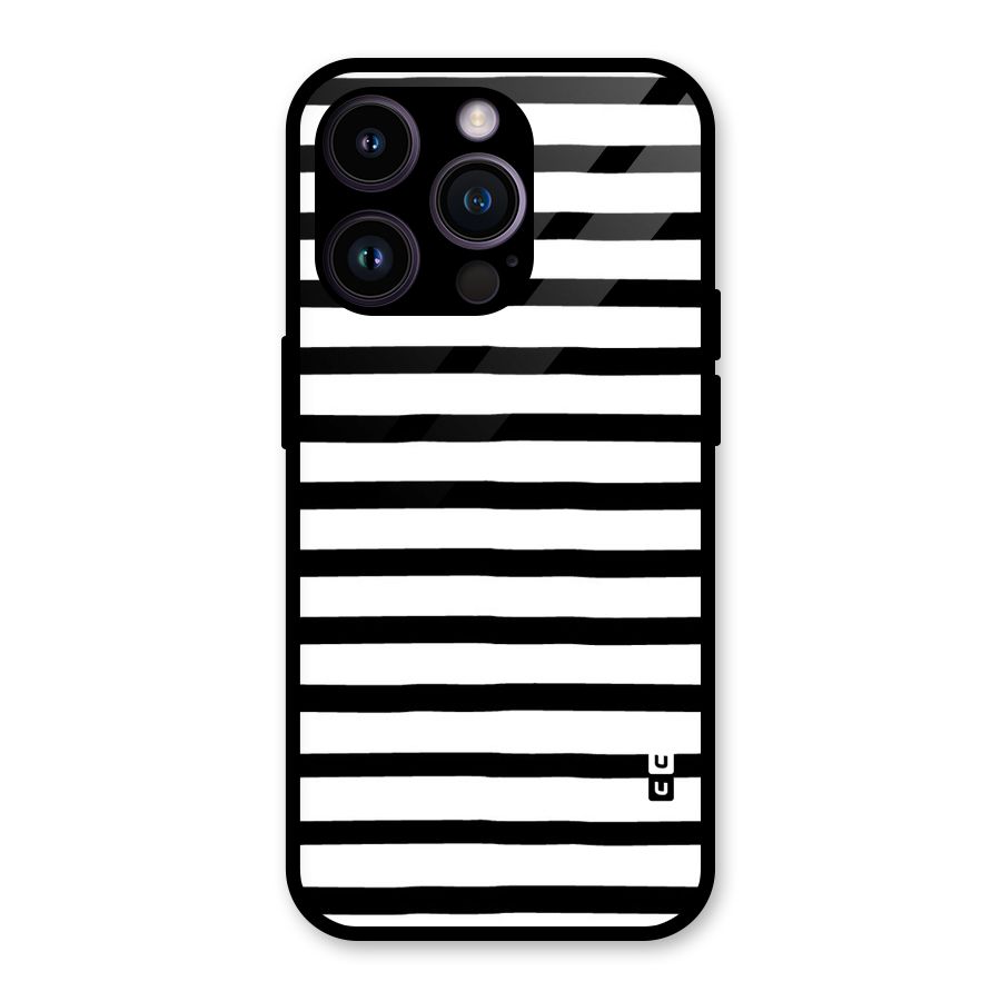 Elegant Basic Stripes Glass Back Case for iPhone 14 Pro
