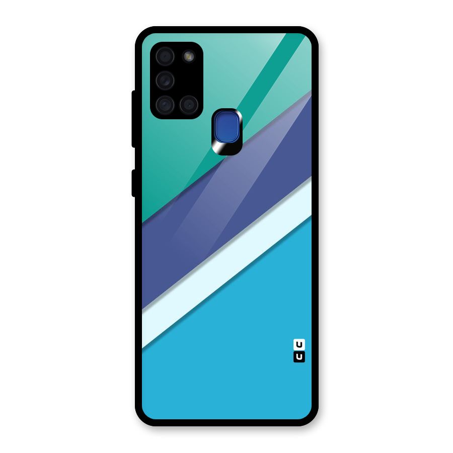 Elegant Colored Stripes Glass Back Case for Galaxy A21s