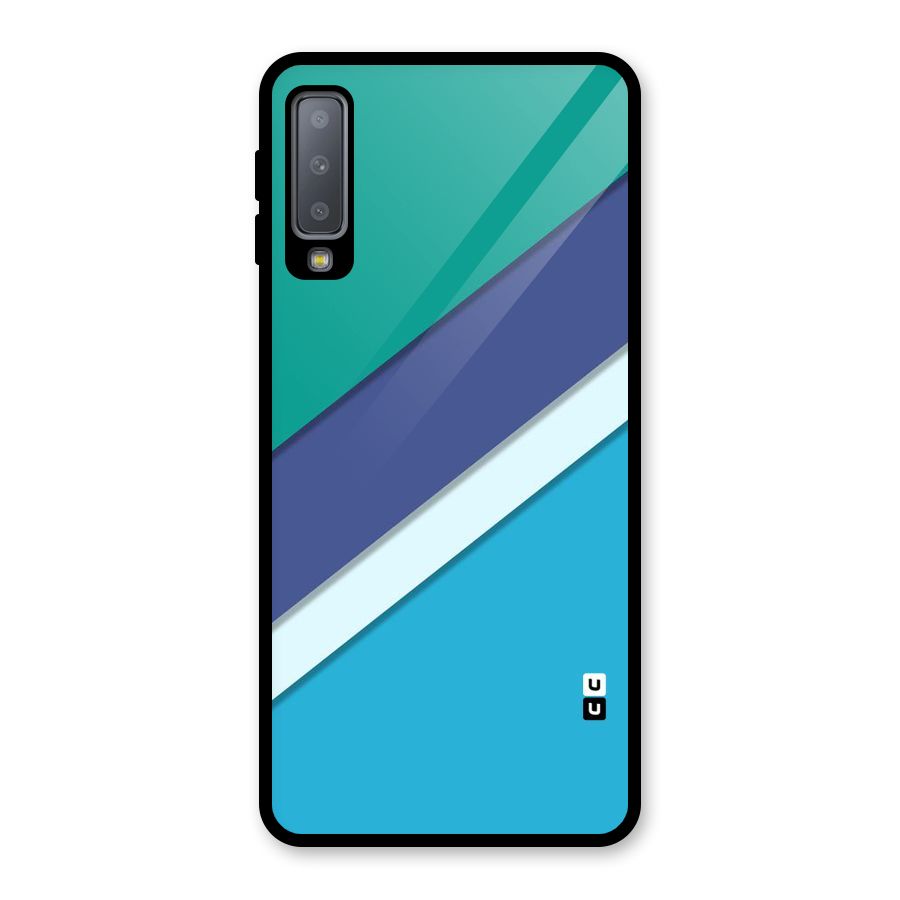 Elegant Colored Stripes Glass Back Case for Galaxy A7 (2018)