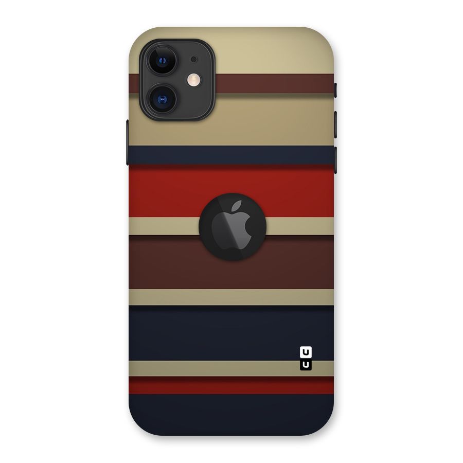 Elegant Stripes Pattern Back Case for iPhone 11 Logo Cut