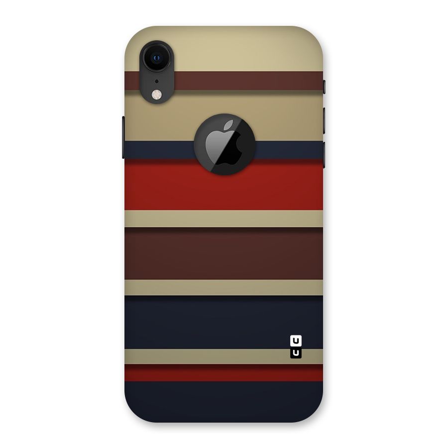 Elegant Stripes Pattern Back Case for iPhone XR Logo Cut