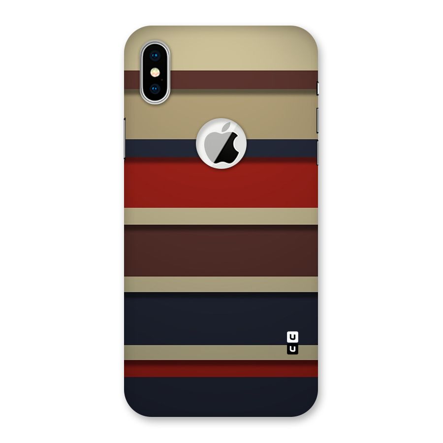Elegant Stripes Pattern Back Case for iPhone X Logo Cut