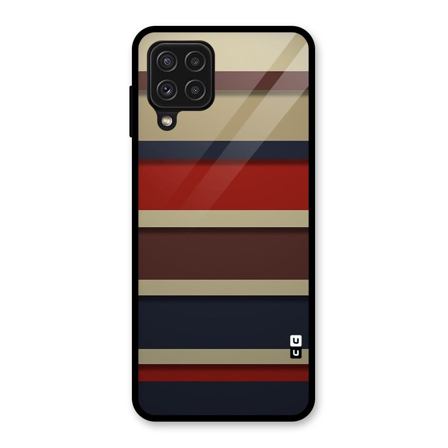 Elegant Stripes Pattern Glass Back Case for Galaxy A22 4G
