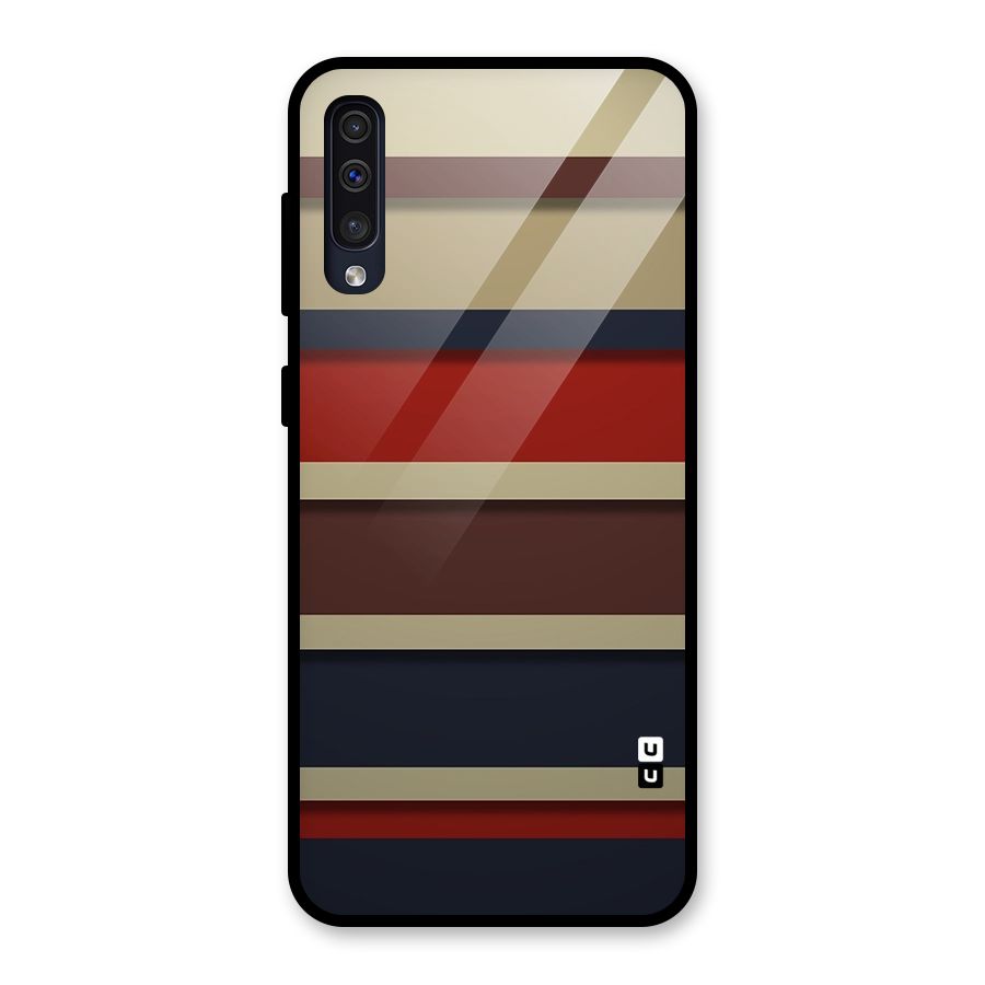 Elegant Stripes Pattern Glass Back Case for Galaxy A30s