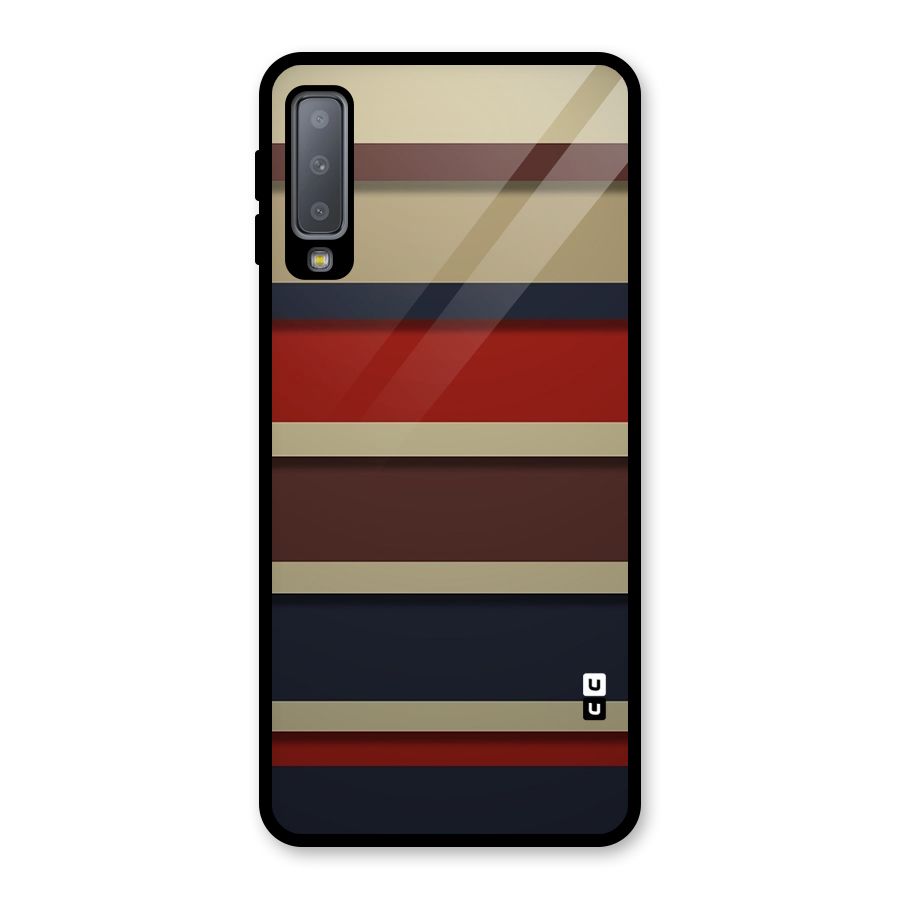 Elegant Stripes Pattern Glass Back Case for Galaxy A7 (2018)