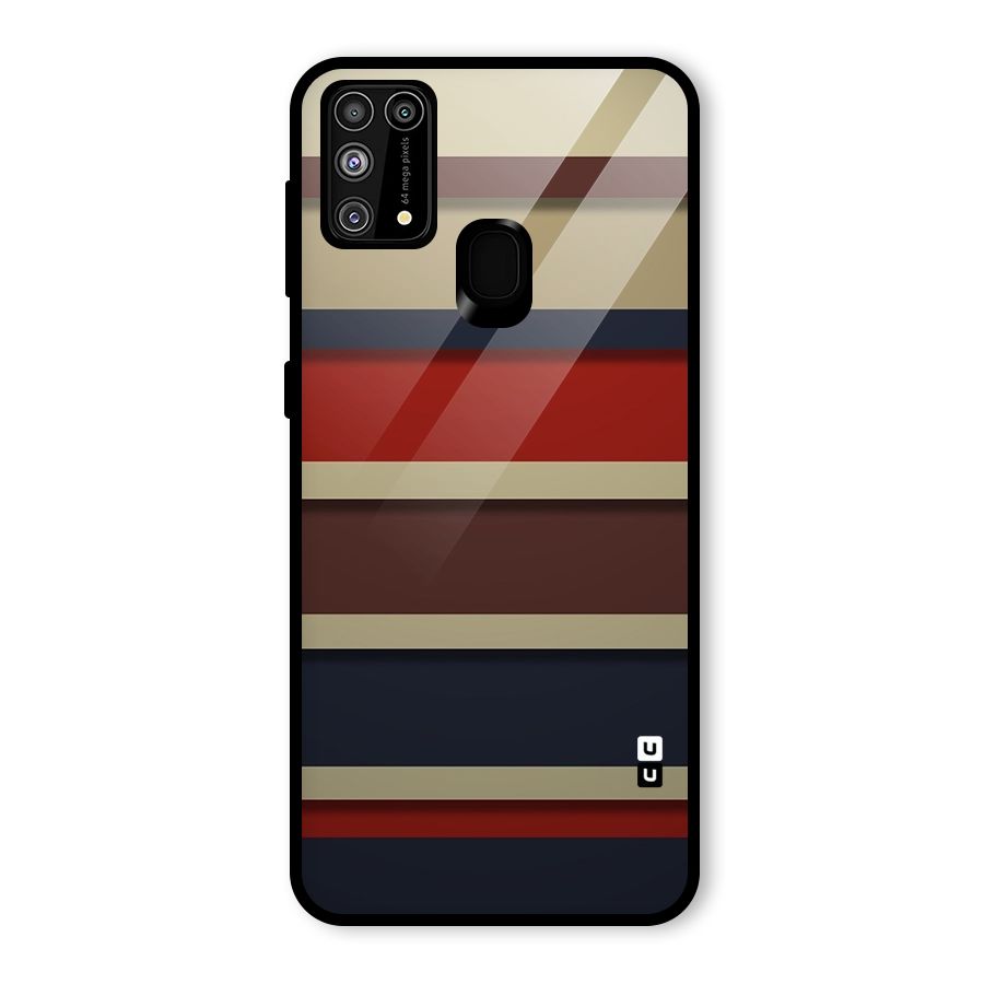 Elegant Stripes Pattern Glass Back Case for Galaxy F41