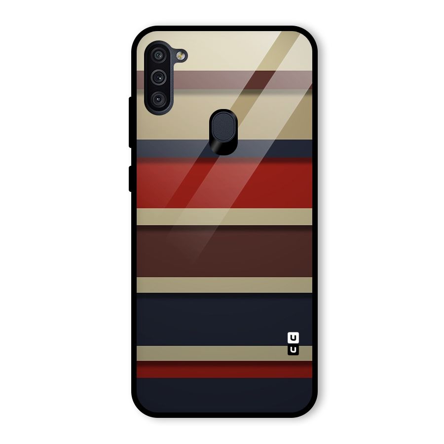Elegant Stripes Pattern Glass Back Case for Galaxy M11