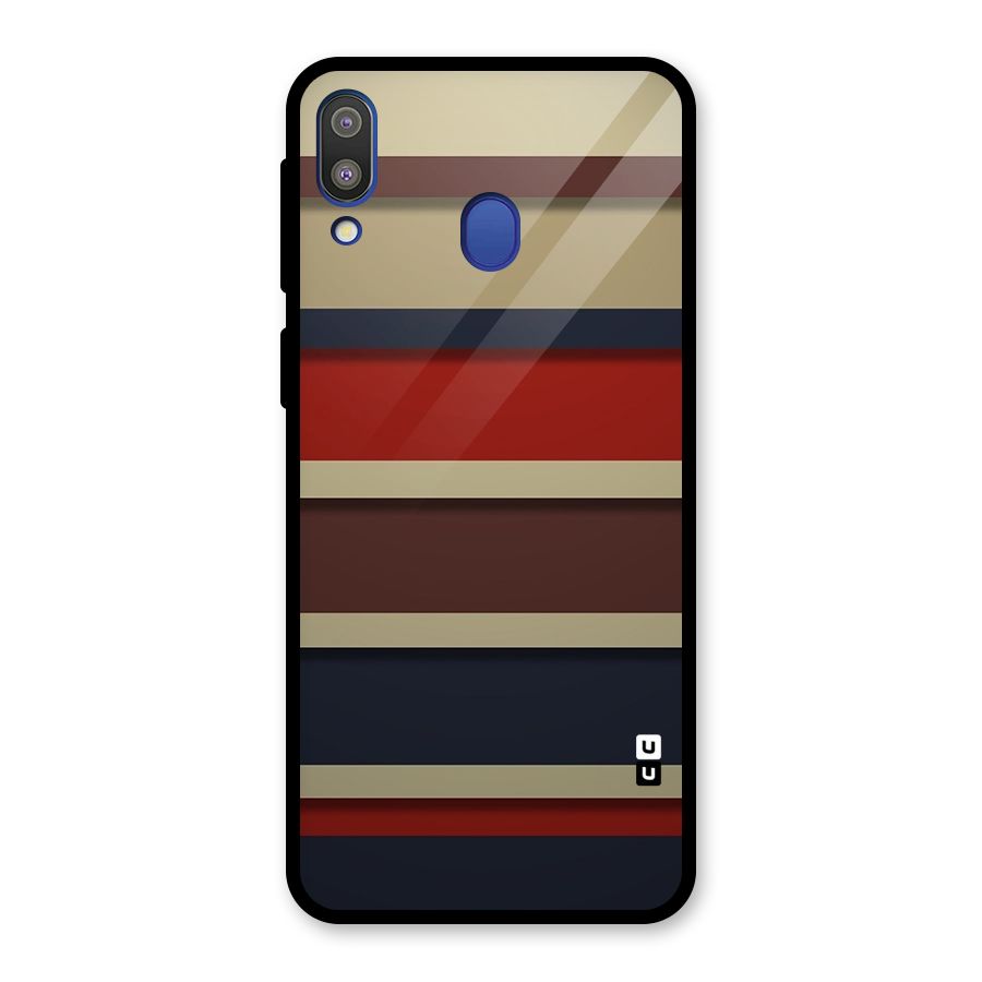 Elegant Stripes Pattern Glass Back Case for Galaxy M20