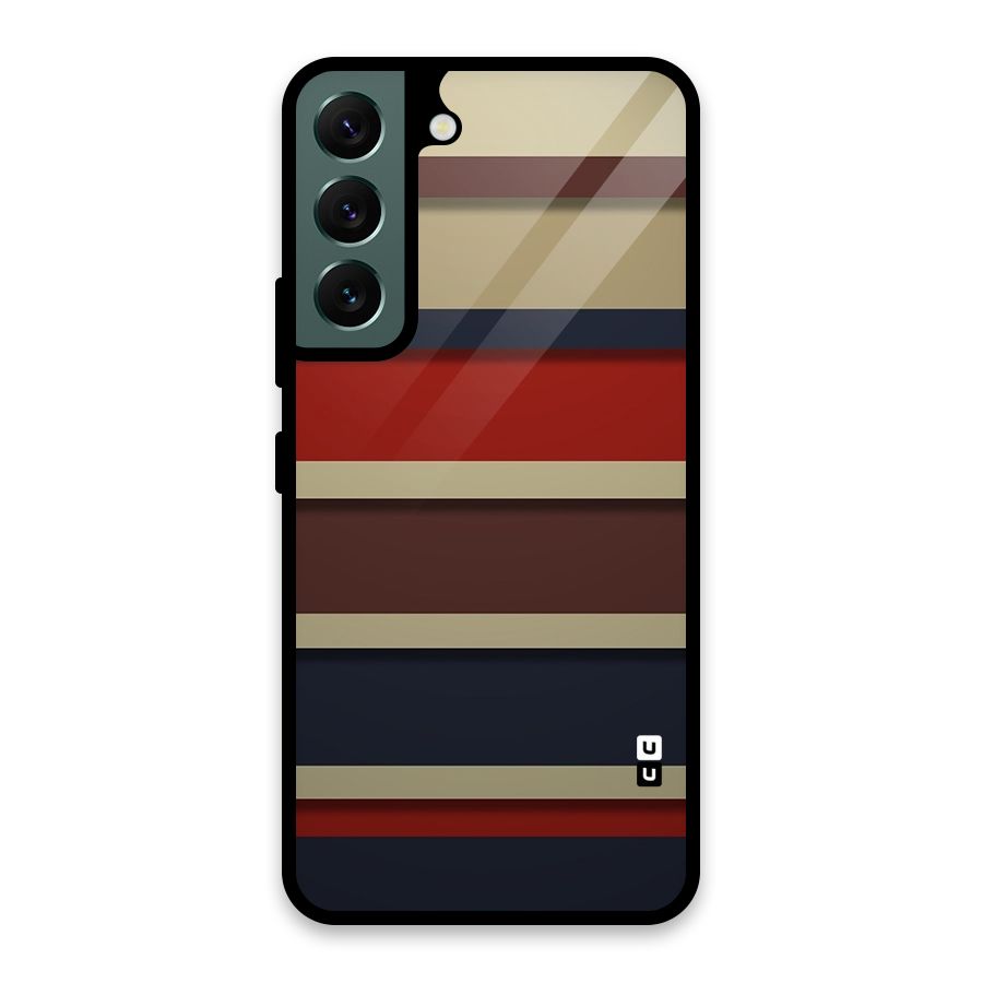 Elegant Stripes Pattern Glass Back Case for Galaxy S22 5G