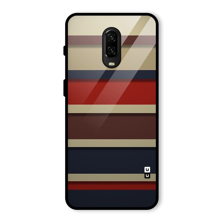 Elegant Stripes Pattern Glass Back Case for OnePlus 6T