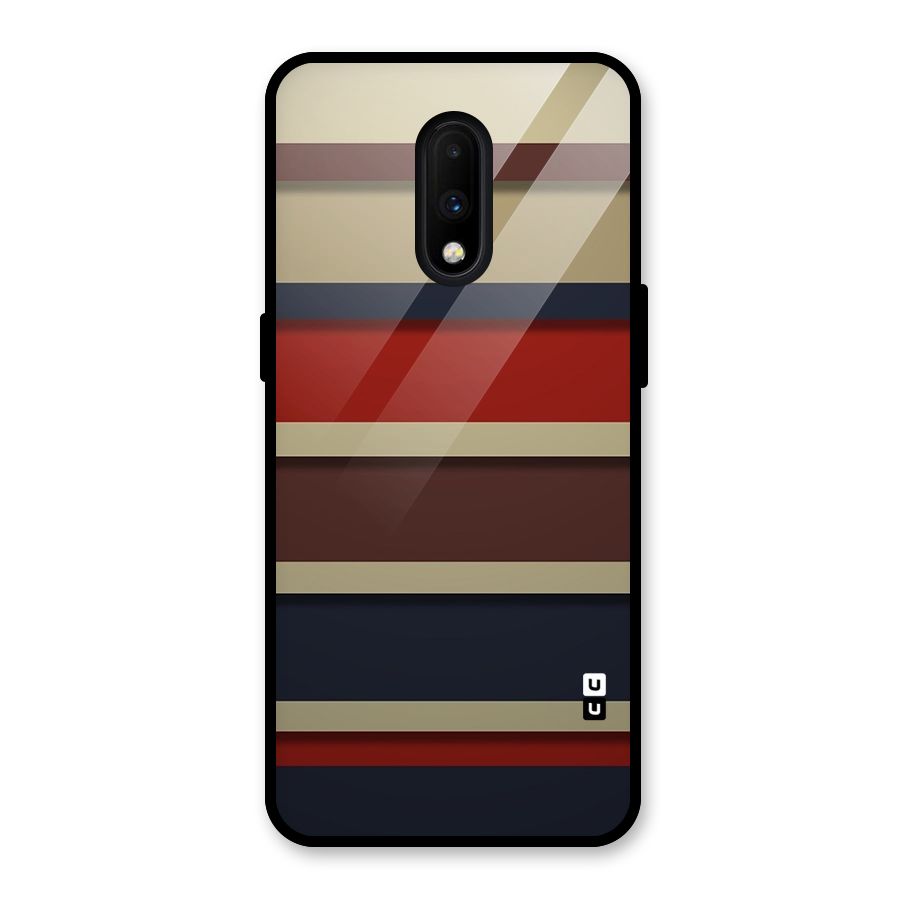 Elegant Stripes Pattern Glass Back Case for OnePlus 7