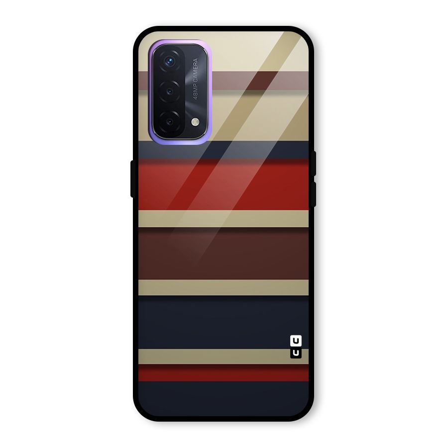 Elegant Stripes Pattern Glass Back Case for Oppo A74 5G