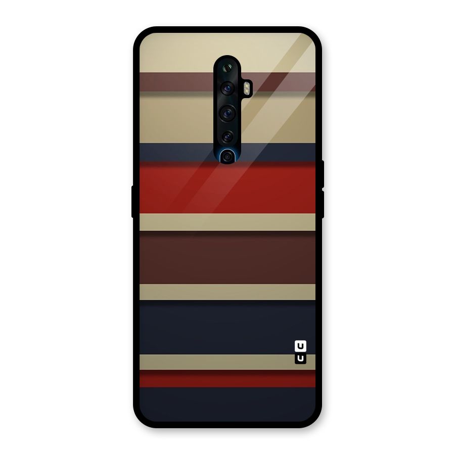Elegant Stripes Pattern Glass Back Case for Oppo Reno2 F