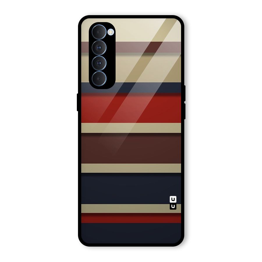 Elegant Stripes Pattern Glass Back Case for Oppo Reno4 Pro