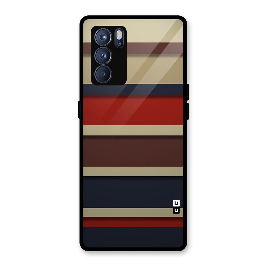 Elegant Stripes Pattern Glass Back Case for Oppo Reno6 Pro 5G
